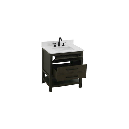 30 inch Single Bathroom Vanity in Mocha Brown with backsplash