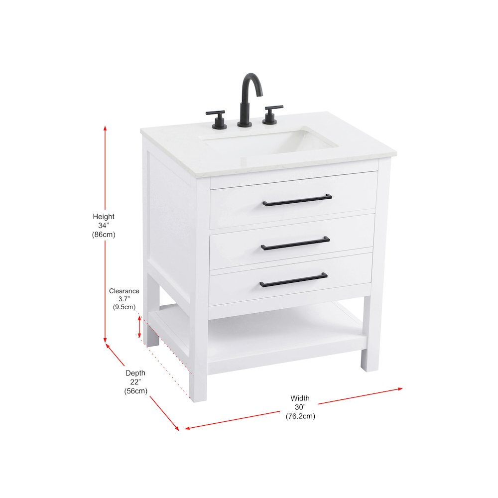 30 inch Single Bathroom Vanity in White