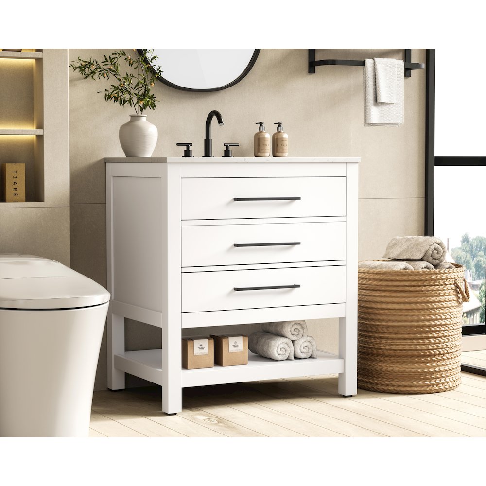 30 inch Single Bathroom Vanity in White