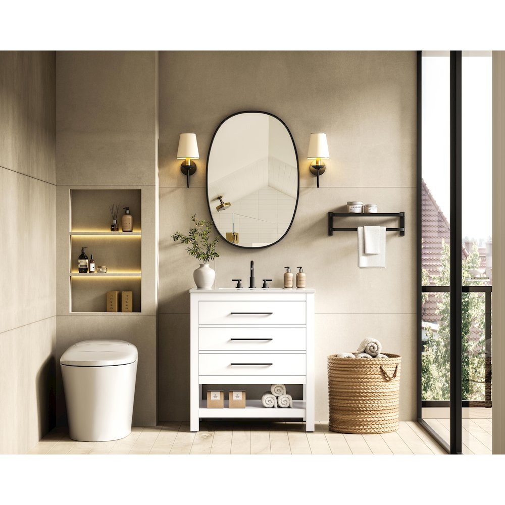 30 inch Single Bathroom Vanity in White