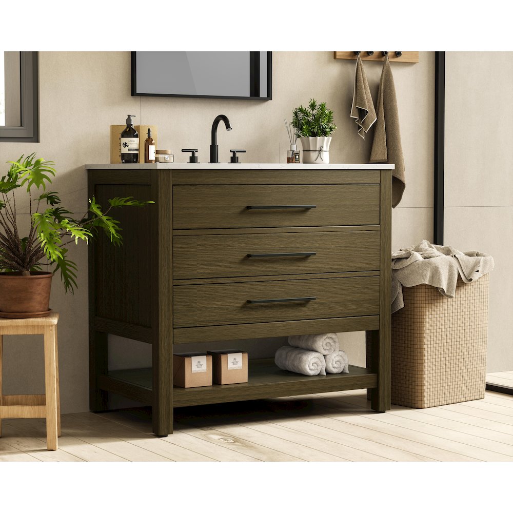 36 inch Single Bathroom Vanity in Chestnut Brown