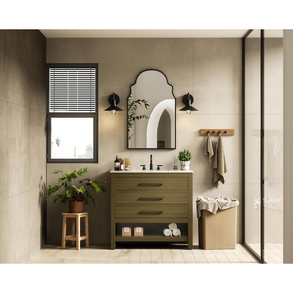 36 inch Single Bathroom Vanity in Chestnut Brown