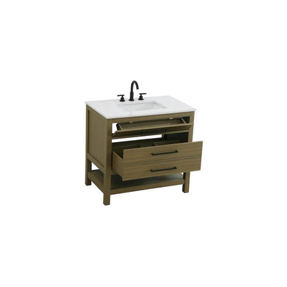 36 inch Single Bathroom Vanity in Chestnut Brown
