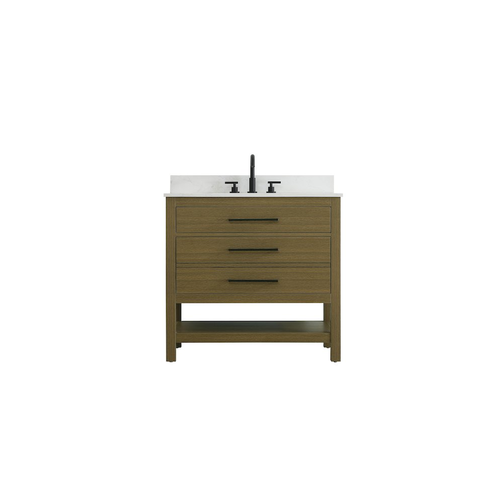 36  inch Single Bathroom Vanity in Chestnut Brown with backsplash