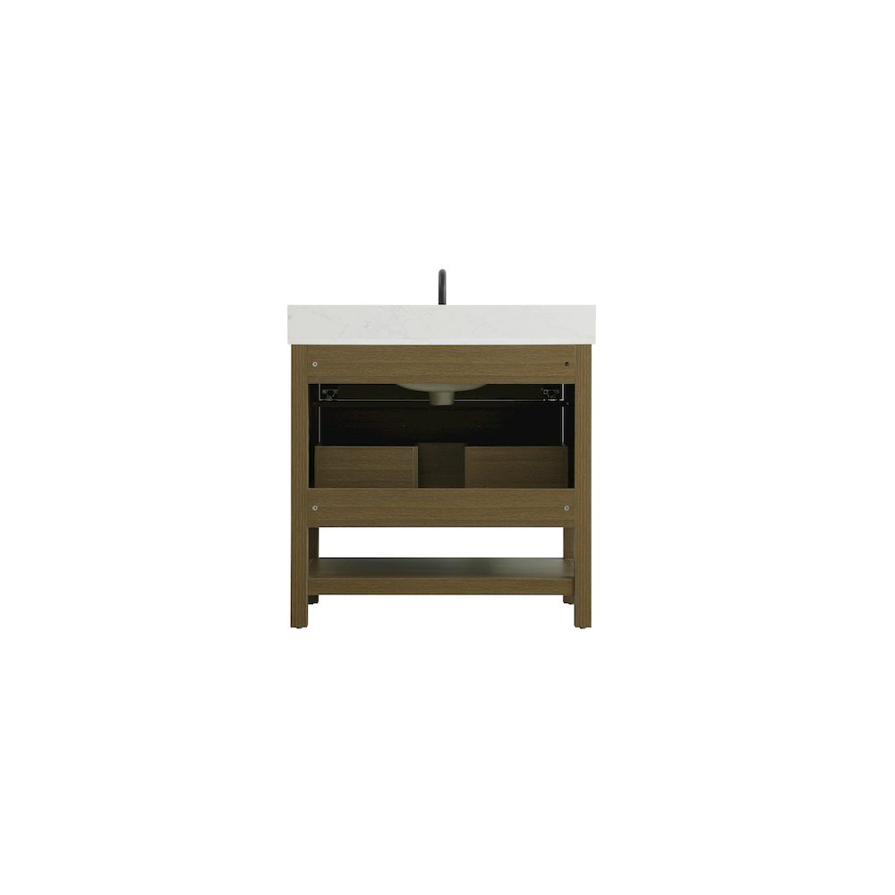 36  inch Single Bathroom Vanity in Chestnut Brown with backsplash