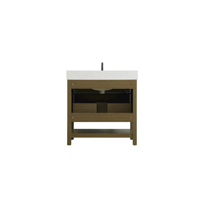 36  inch Single Bathroom Vanity in Chestnut Brown with backsplash