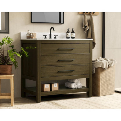 36  inch Single Bathroom Vanity in Chestnut Brown with backsplash