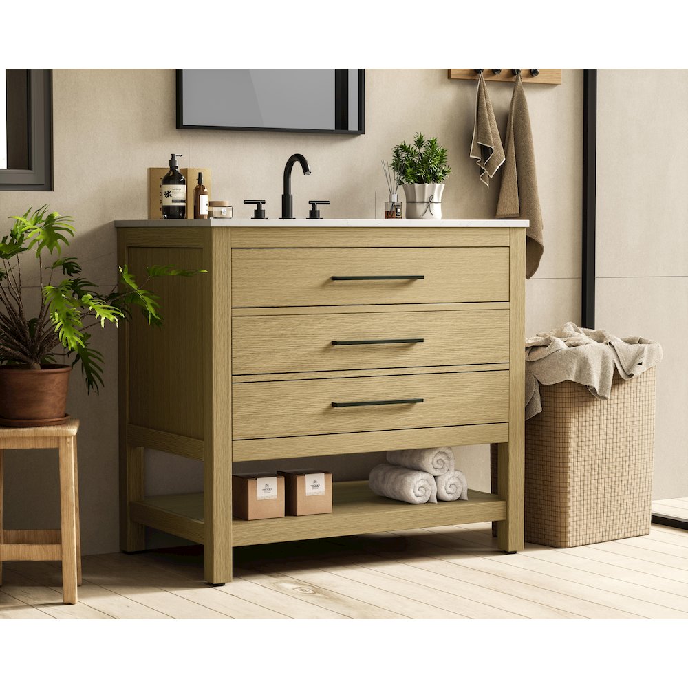 36  inch Single Bathroom Vanity in Honey Brown