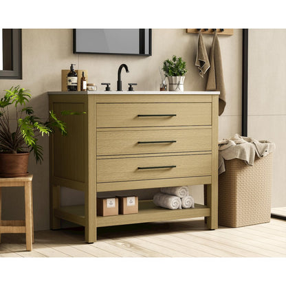 36  inch Single Bathroom Vanity in Honey Brown