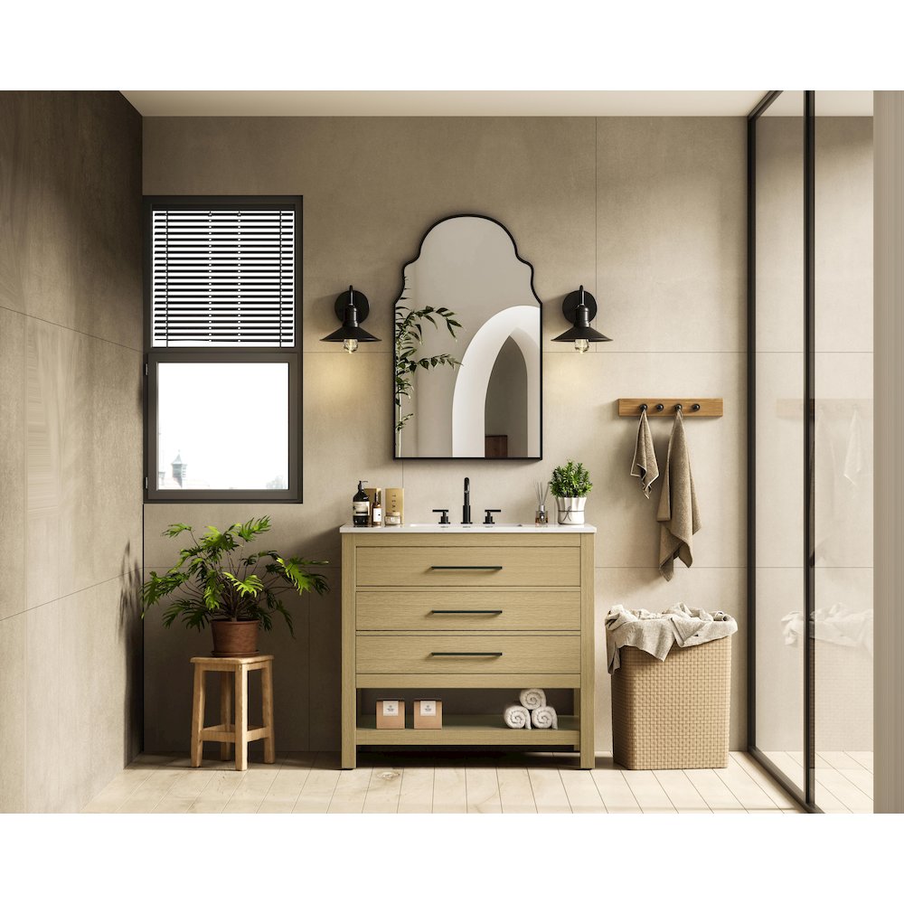 36  inch Single Bathroom Vanity in Honey Brown