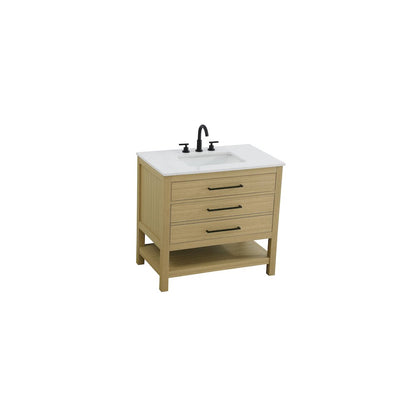 36  inch Single Bathroom Vanity in Honey Brown