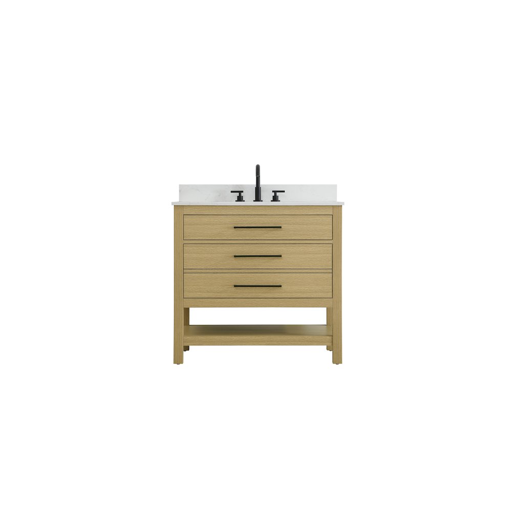 36  inch Single Bathroom Vanity in Honey Brown with backsplash