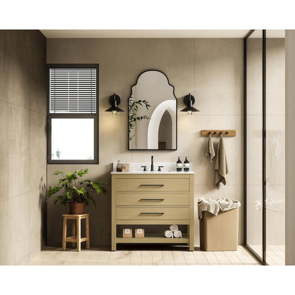 36  inch Single Bathroom Vanity in Honey Brown with backsplash