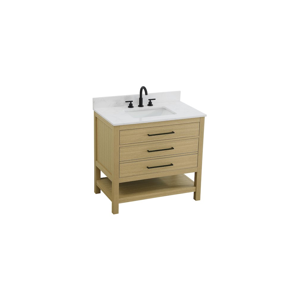 36  inch Single Bathroom Vanity in Honey Brown with backsplash