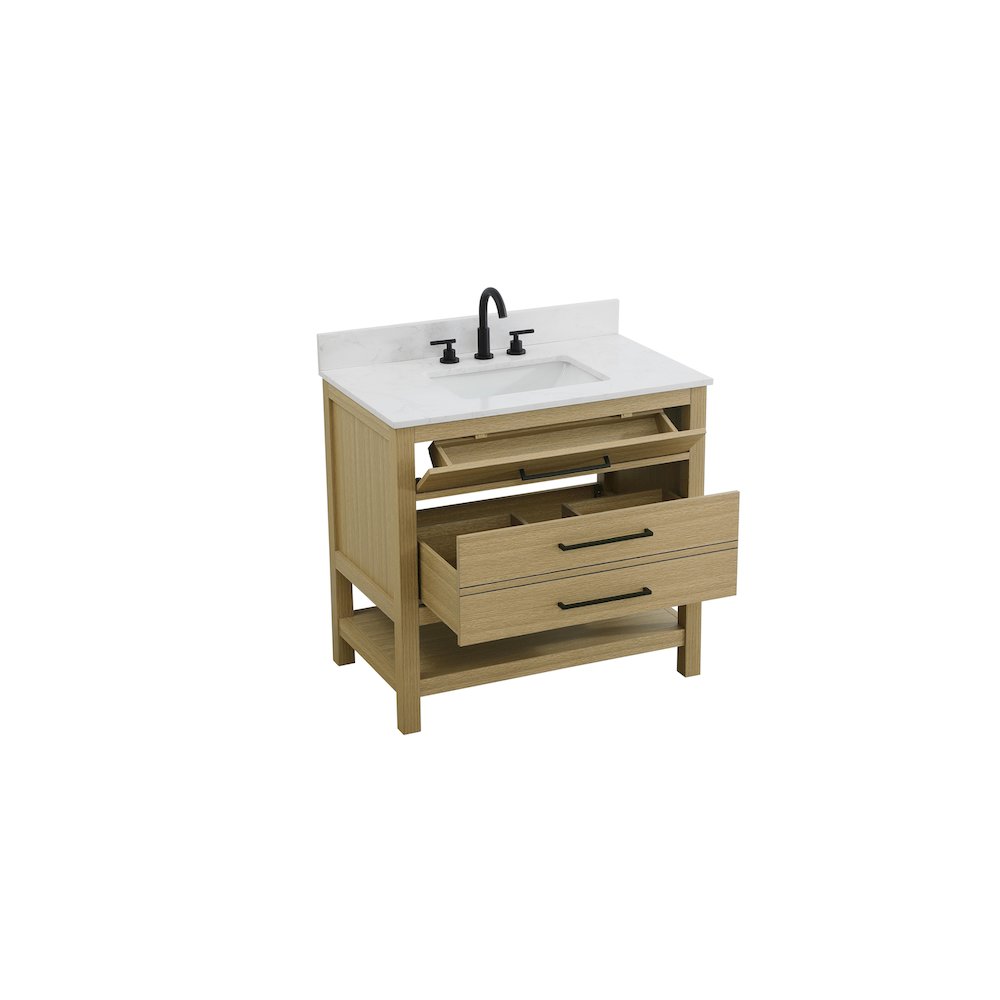 36  inch Single Bathroom Vanity in Honey Brown with backsplash