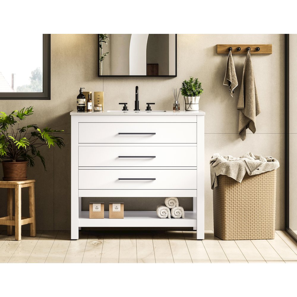 36 inch Single Bathroom Vanity in White