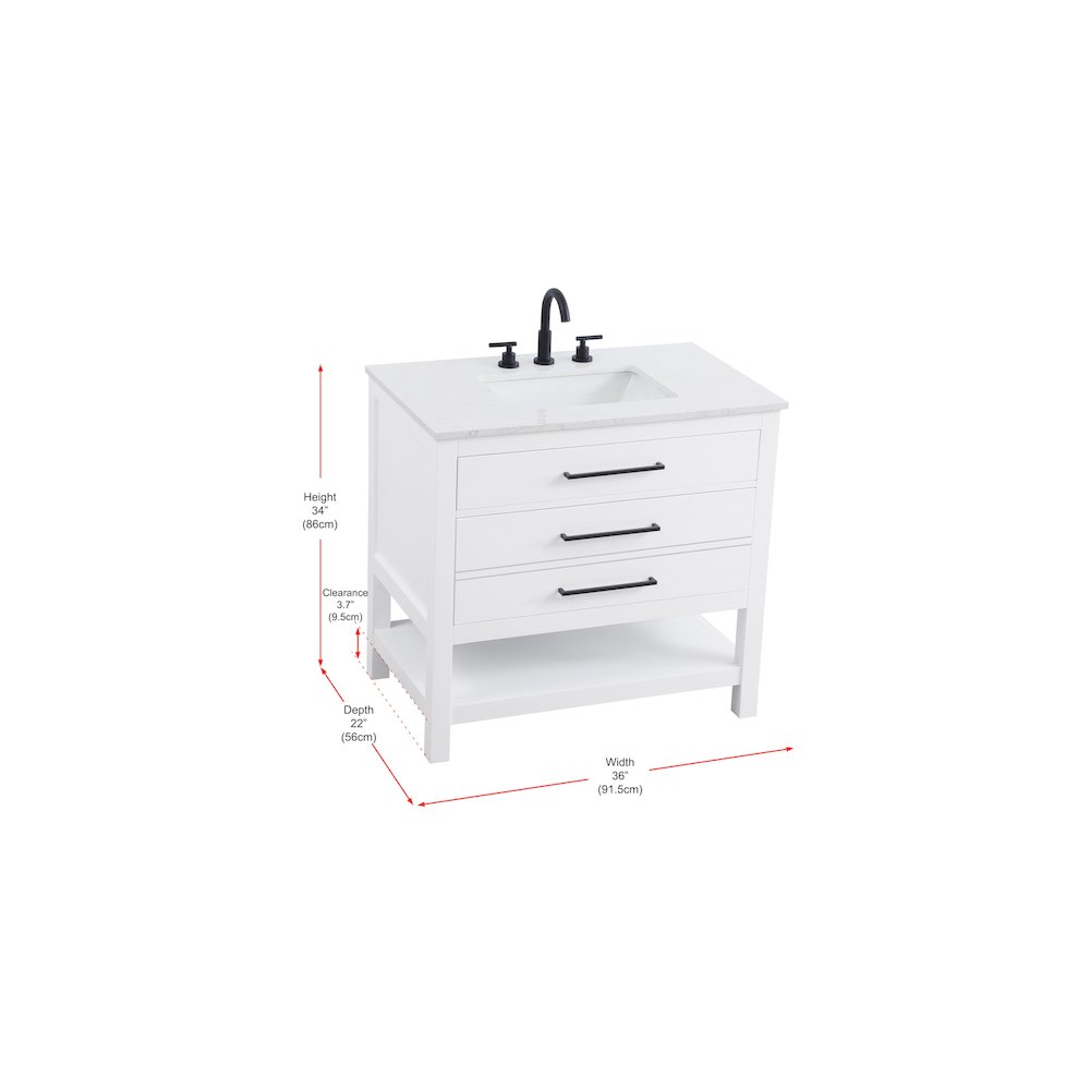 36 inch Single Bathroom Vanity in White