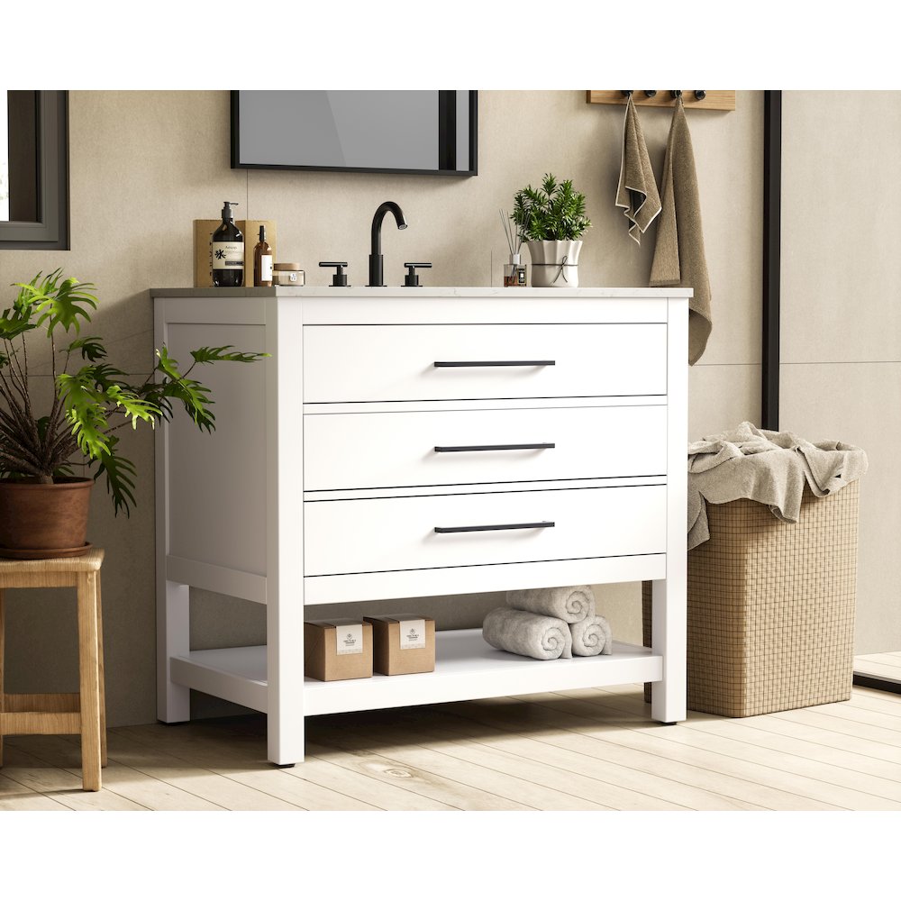 36 inch Single Bathroom Vanity in White