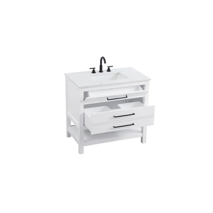 36 inch Single Bathroom Vanity in White