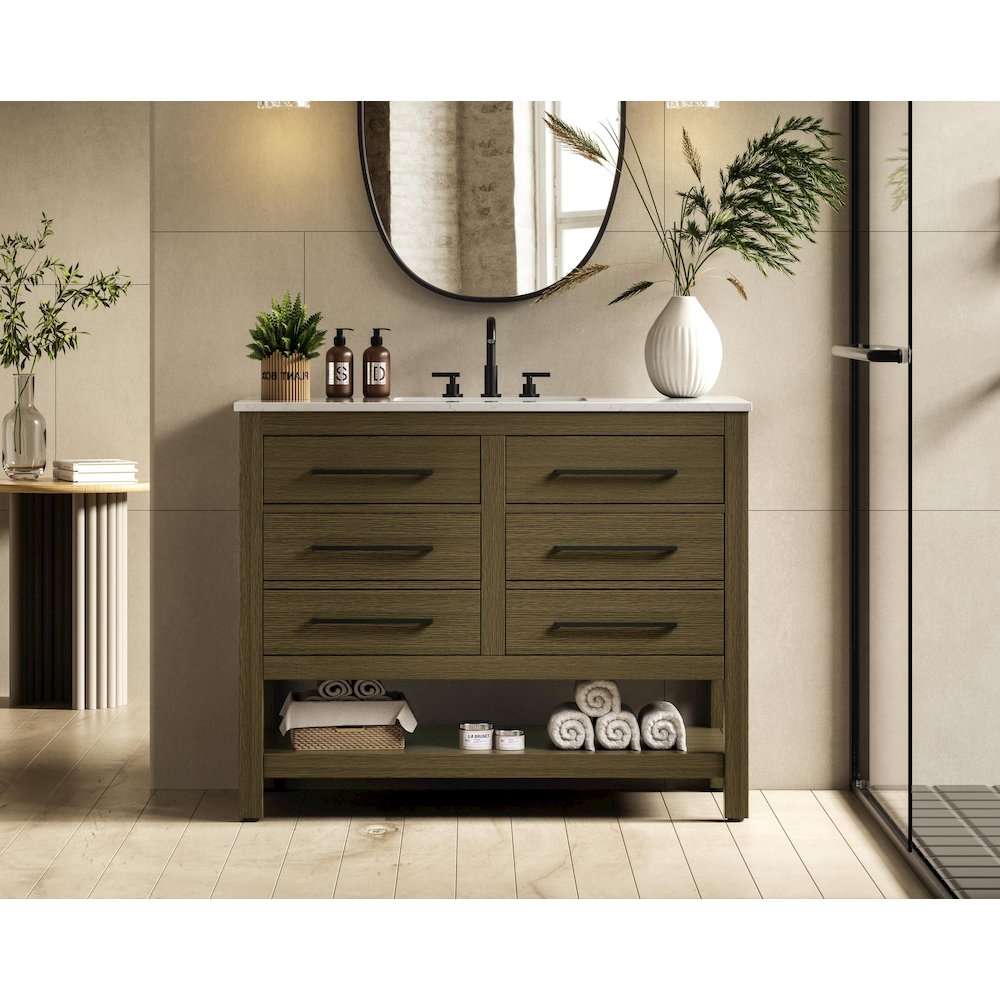 42 inch Single Bathroom Vanity in Chestnut Brown