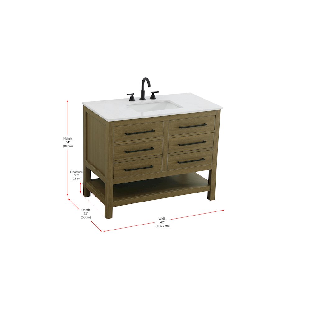 42 inch Single Bathroom Vanity in Chestnut Brown