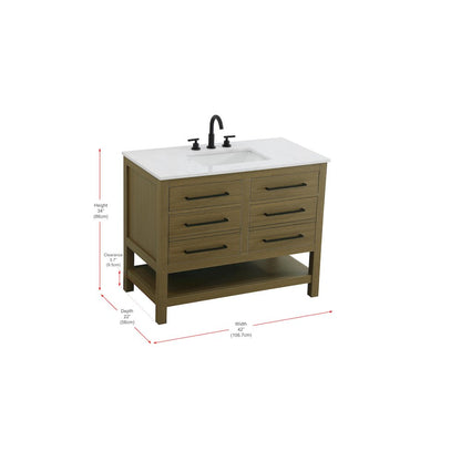 42 inch Single Bathroom Vanity in Chestnut Brown
