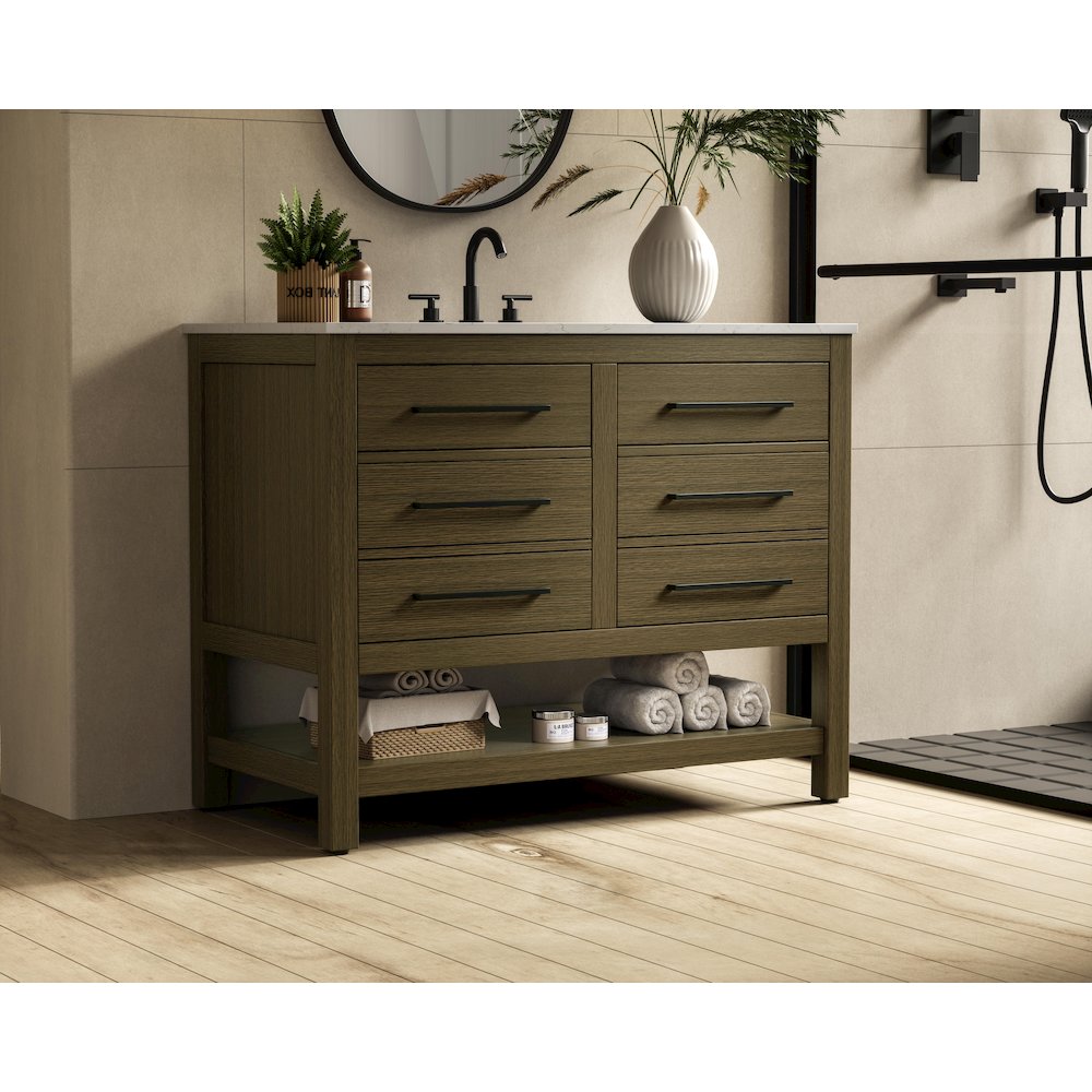 42 inch Single Bathroom Vanity in Chestnut Brown