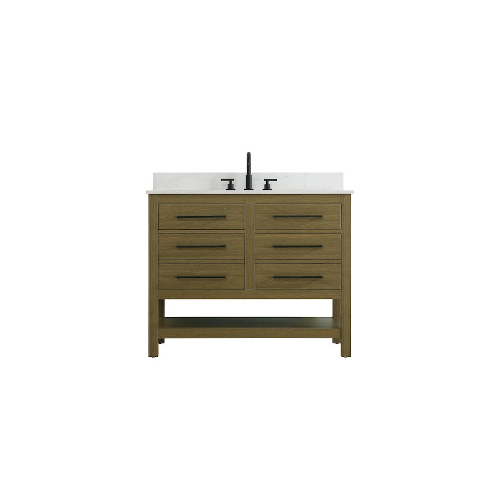 42 inch Single Bathroom Vanity in Chestnut Brown with backsplash