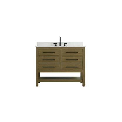 42 inch Single Bathroom Vanity in Chestnut Brown with backsplash