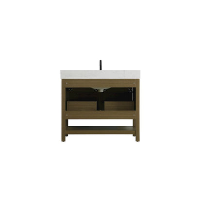 42 inch Single Bathroom Vanity in Chestnut Brown with backsplash