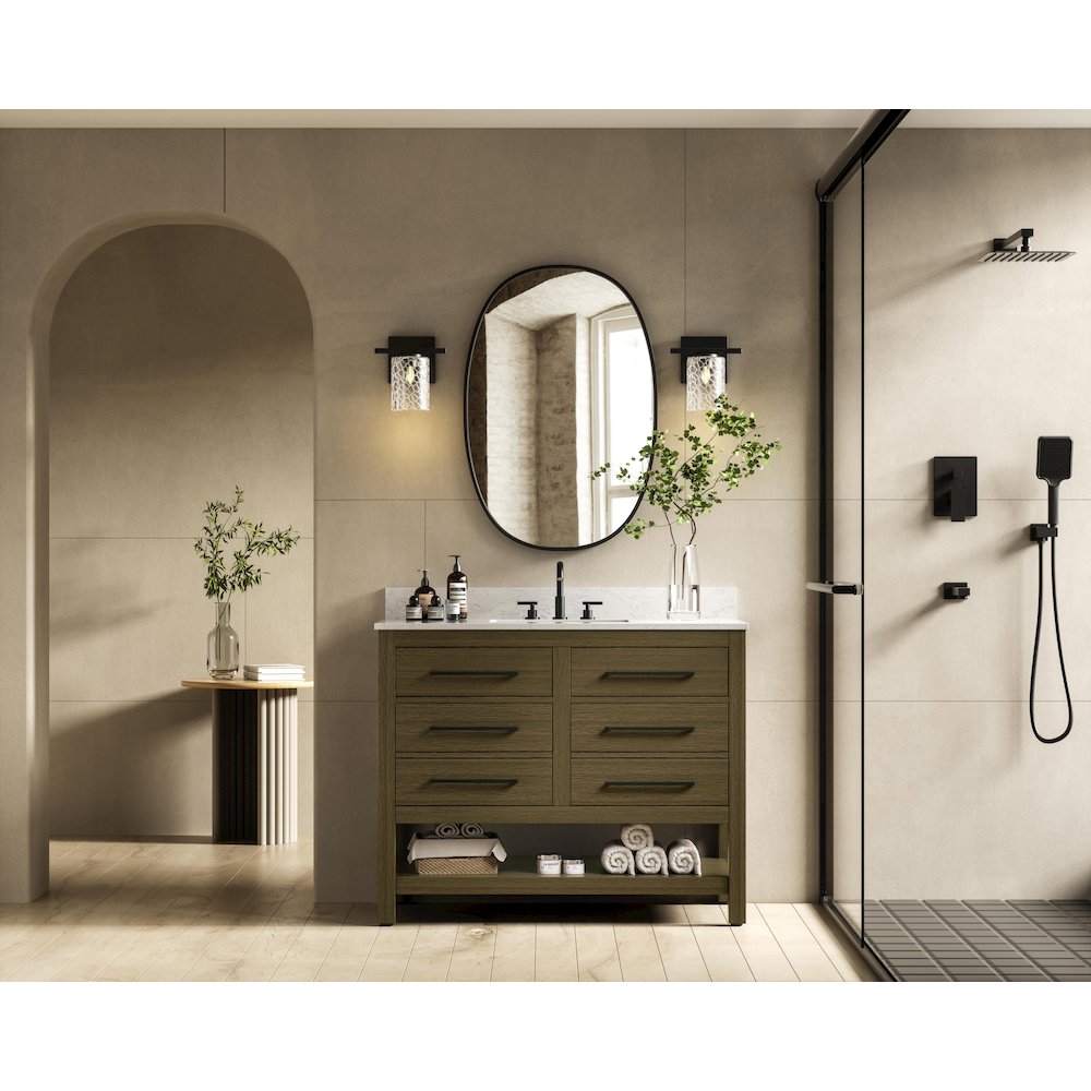 42 inch Single Bathroom Vanity in Chestnut Brown with backsplash