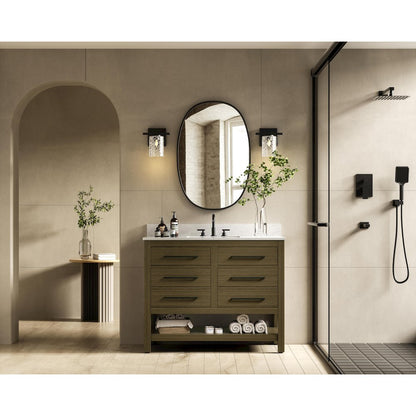 42 inch Single Bathroom Vanity in Chestnut Brown with backsplash