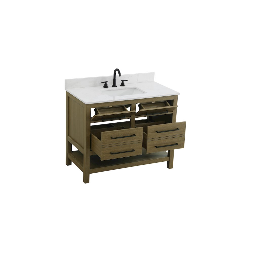 42 inch Single Bathroom Vanity in Chestnut Brown with backsplash