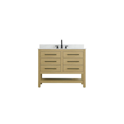 42  inch Single Bathroom Vanity in Honey Brown with backsplash