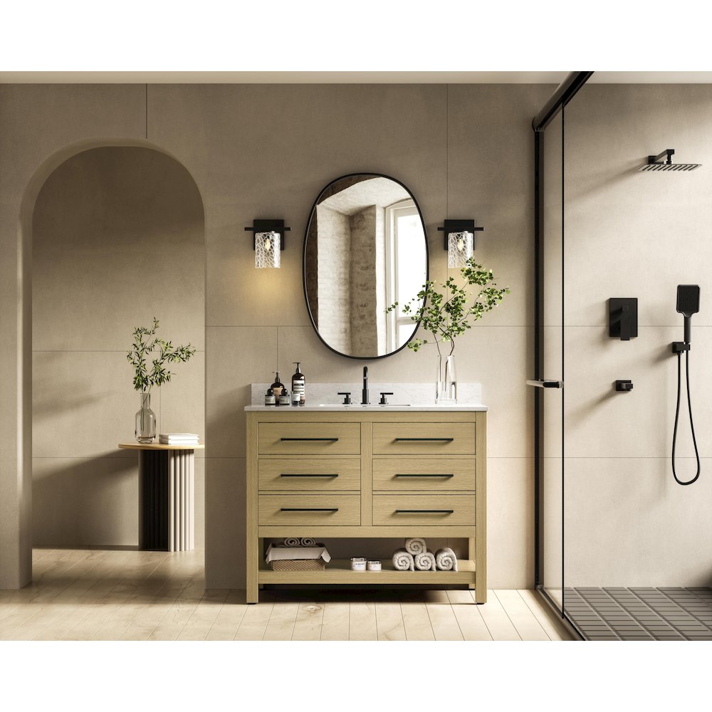 42  inch Single Bathroom Vanity in Honey Brown with backsplash
