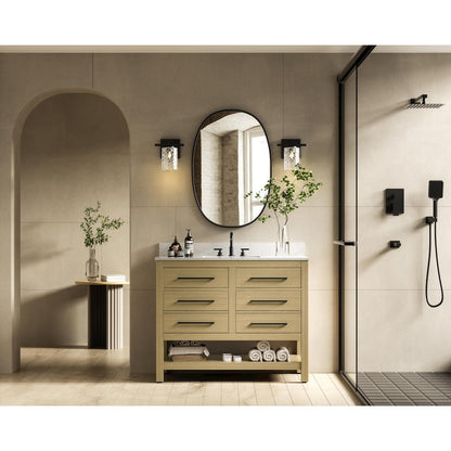 42  inch Single Bathroom Vanity in Honey Brown with backsplash