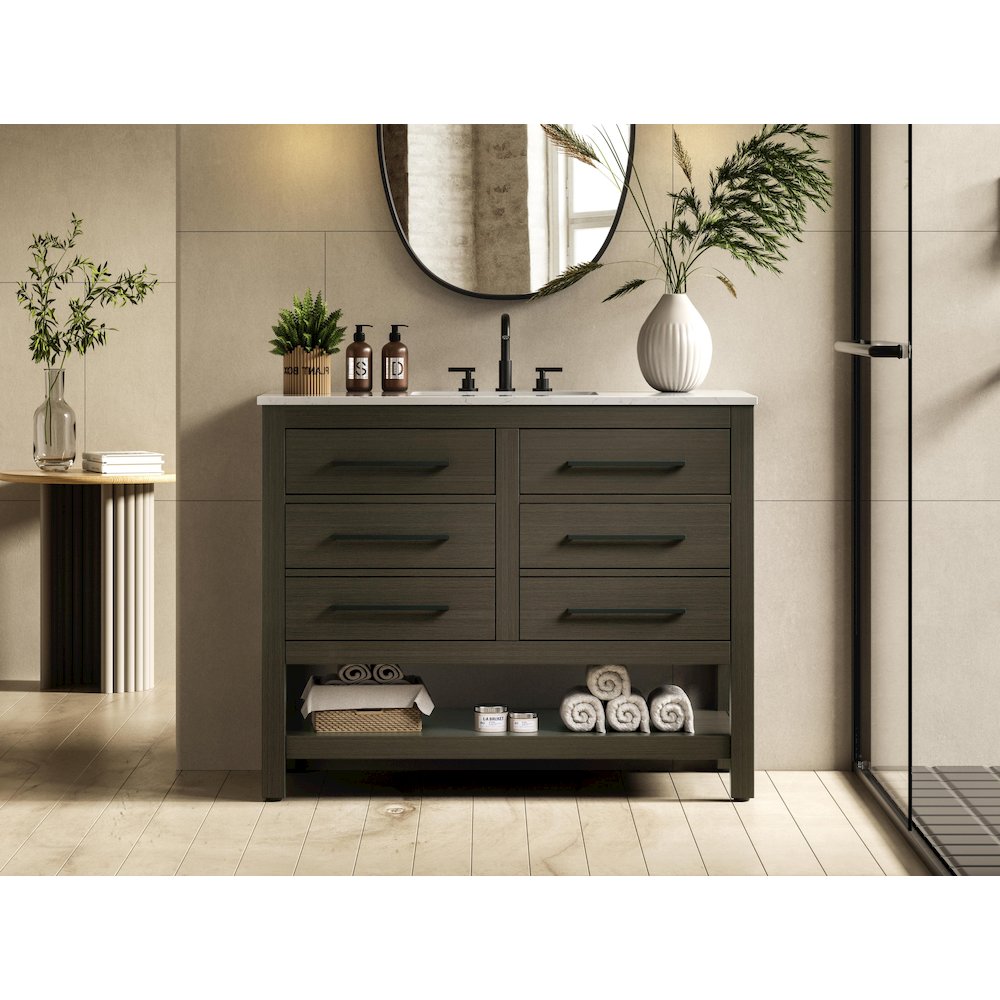 42 inch Single Bathroom Vanity in Mocha Brown