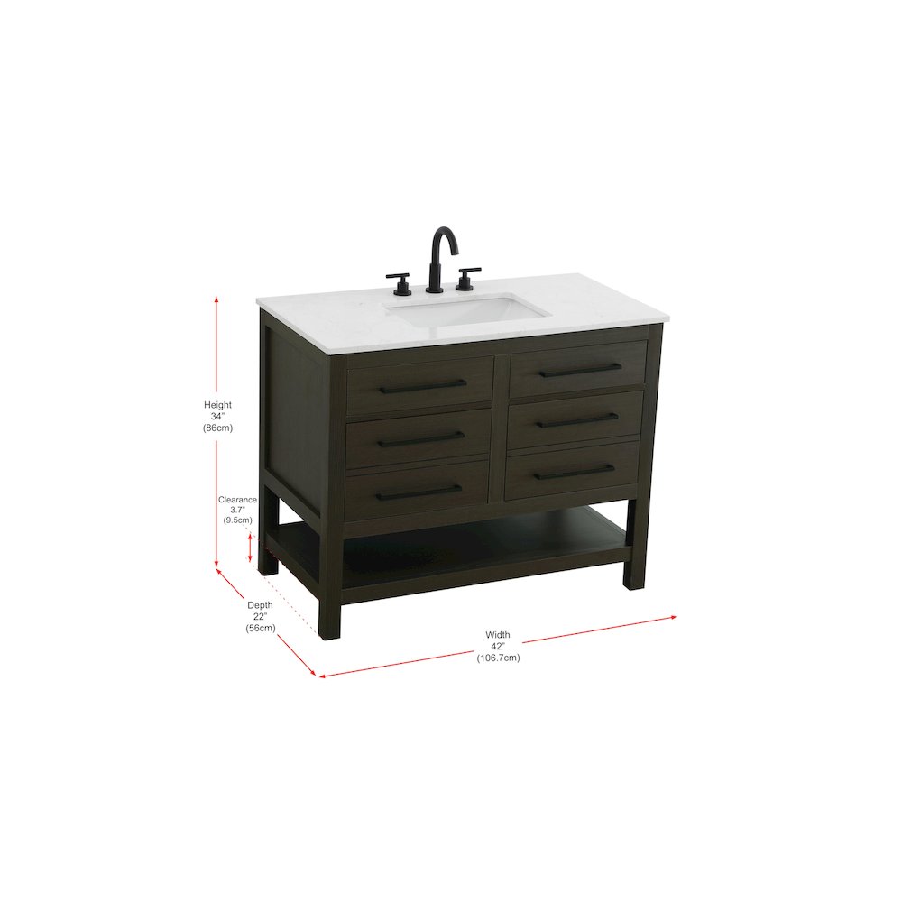 42 inch Single Bathroom Vanity in Mocha Brown