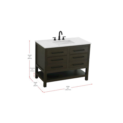 42 inch Single Bathroom Vanity in Mocha Brown