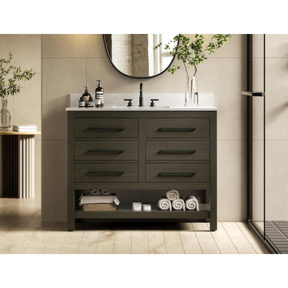 42 inch Single Bathroom Vanity in Mocha Brown with backsplash