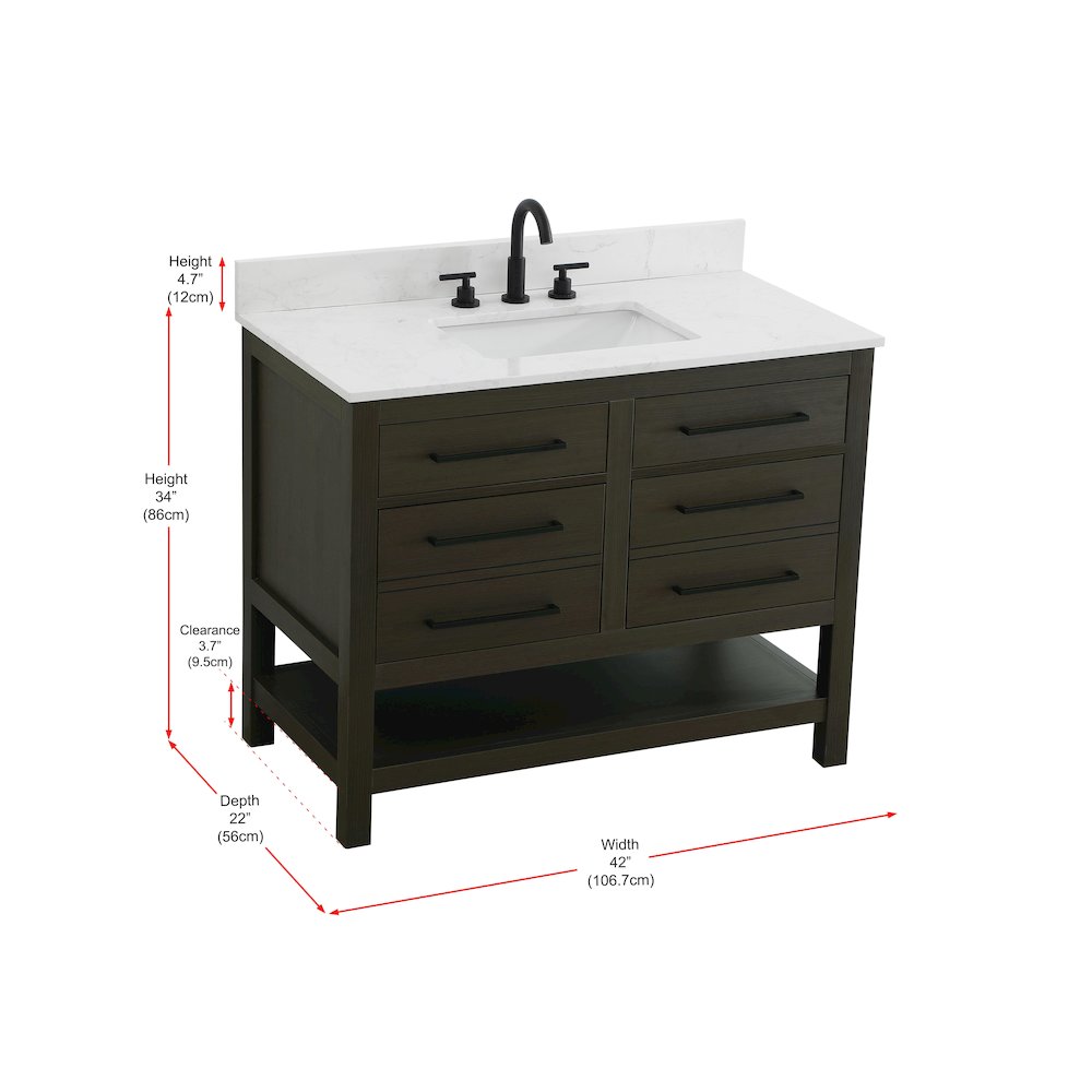 42 inch Single Bathroom Vanity in Mocha Brown with backsplash