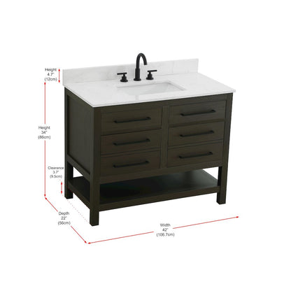 42 inch Single Bathroom Vanity in Mocha Brown with backsplash