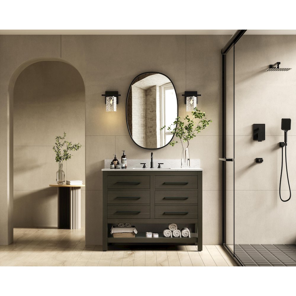 42 inch Single Bathroom Vanity in Mocha Brown with backsplash
