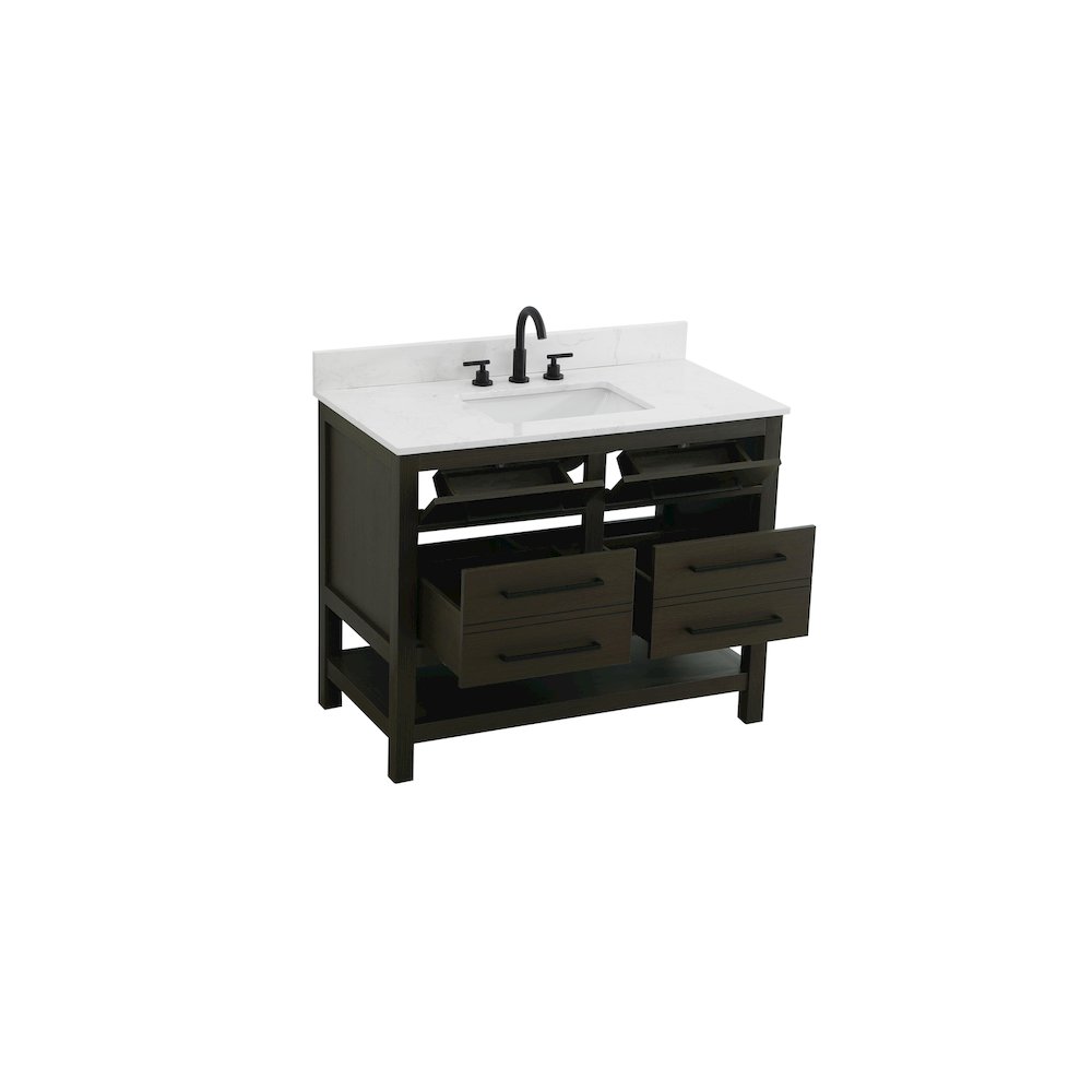 42 inch Single Bathroom Vanity in Mocha Brown with backsplash