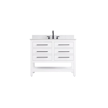 42 inch Single Bathroom Vanity in White with backsplash