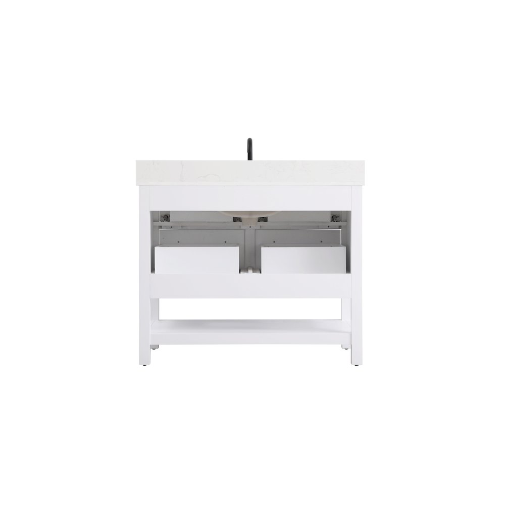 42 inch Single Bathroom Vanity in White with backsplash