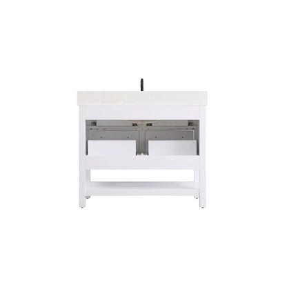 42 inch Single Bathroom Vanity in White with backsplash