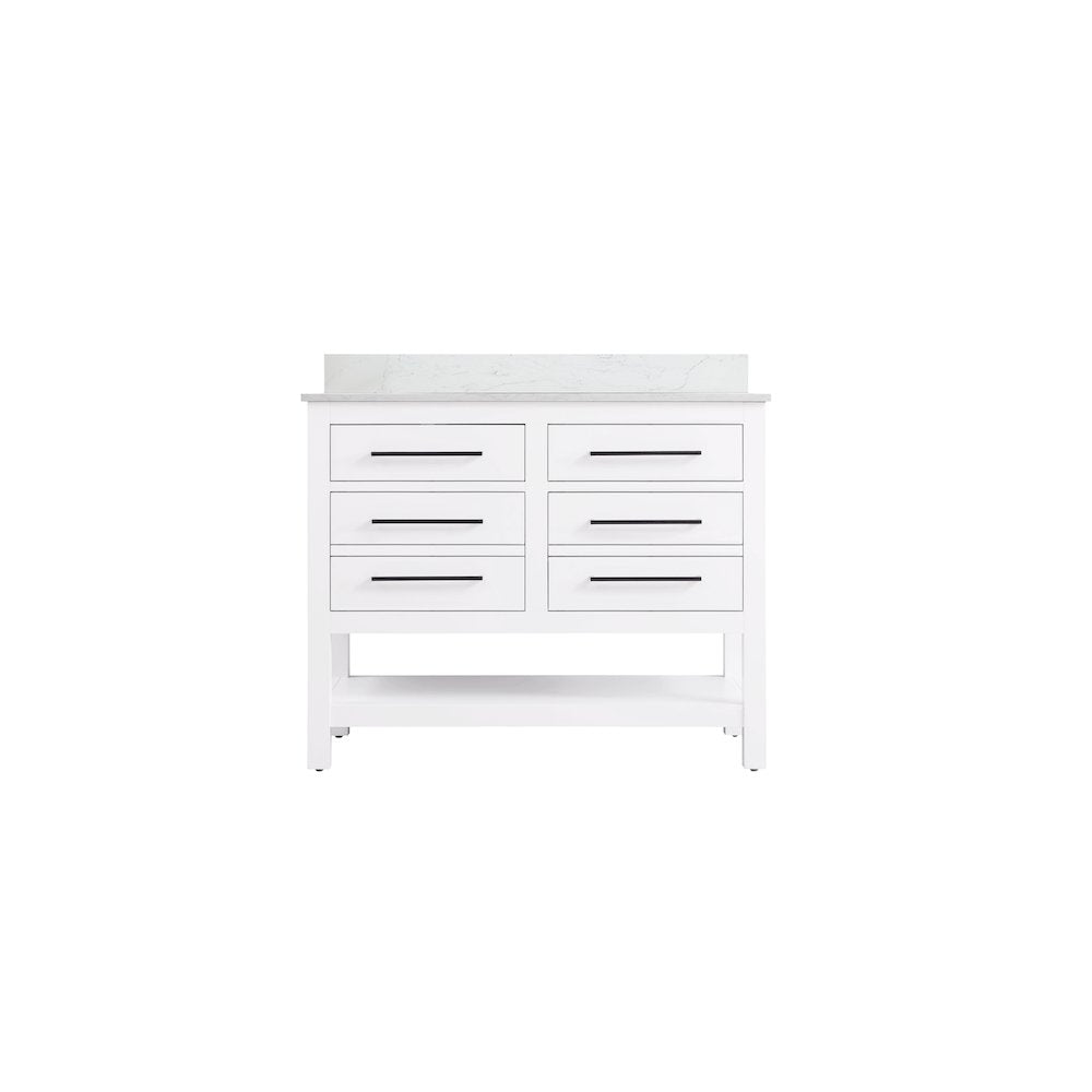 42 inch Single Bathroom Vanity in White with backsplash