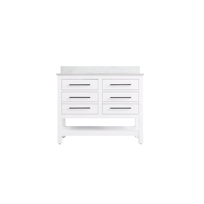 42 inch Single Bathroom Vanity in White with backsplash