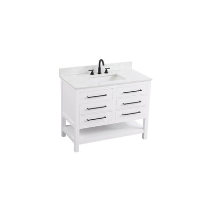 42 inch Single Bathroom Vanity in White with backsplash